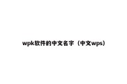 wpk软件的中文名字（中文wps）